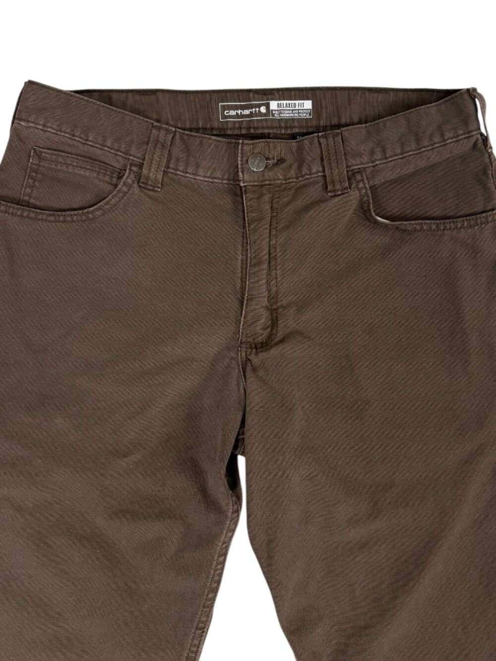 Carhartt Rugged Flex Canvas Work Pants Brown Relaxed Fit 34x30 - Picture 5 of 14